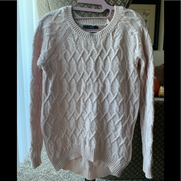 TAHARI Pure Luxe 70% Wool 30% Cashmere Sweeter Pink High Low Long Sleeves Sz M - Picture 2 of 11